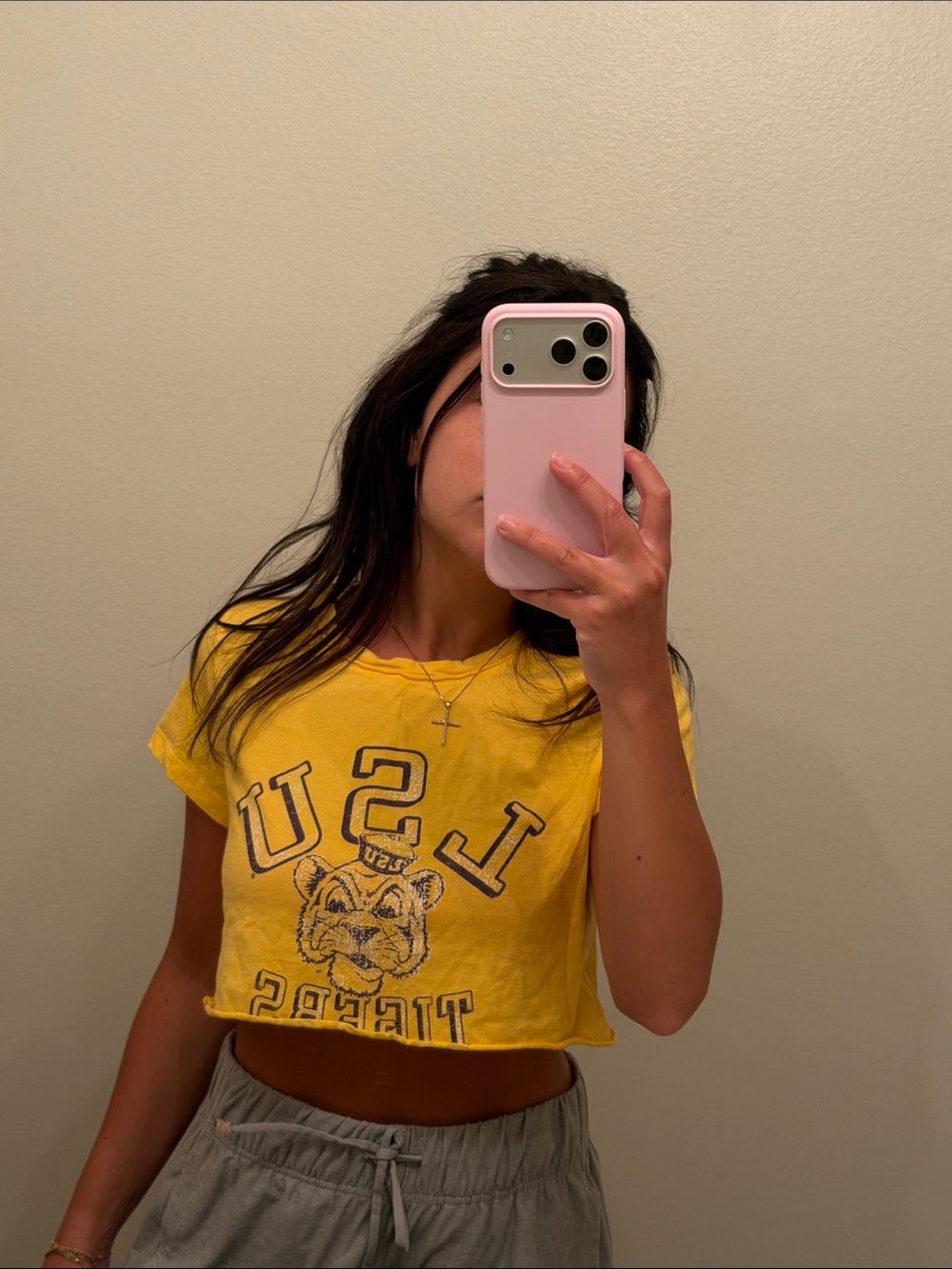 Yellow LSU Tigers Cropped Tee